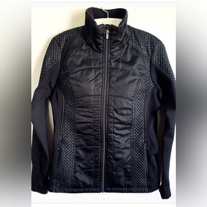Athleta Woman XS Black Quilted Knit Jacket Front Zip Front Zip Pockets